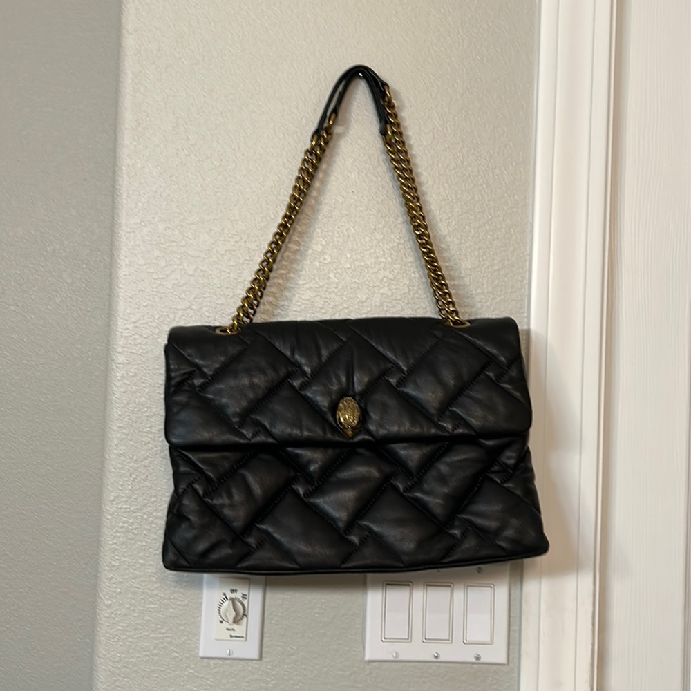 Kurt Geiger quilted bag. Black, gold chains.
